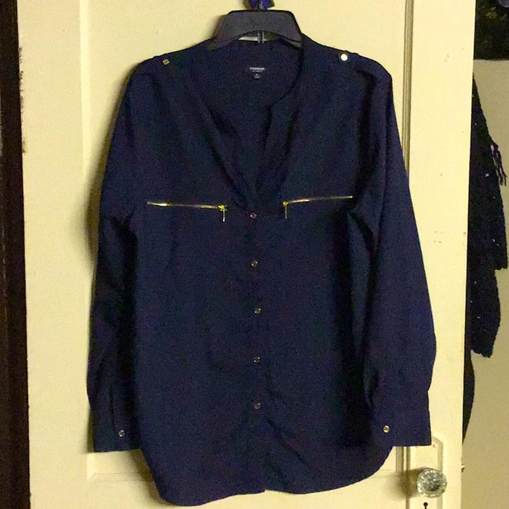 Long Sleeve Navy Blue Top